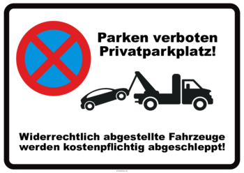 Parkplatzschild 52x11 WUNSCHTEXT Parkplatz Parken verboten KFZ