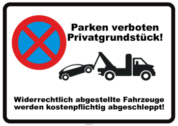 Schilder, Tafeln: Schild, Parkverbot, Privatgrundstück. PDF Datei