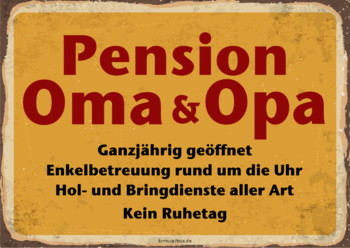 Zitate, Texte, Schilder: Schild Pesion Oma & Opa (Vintage). PDF Datei