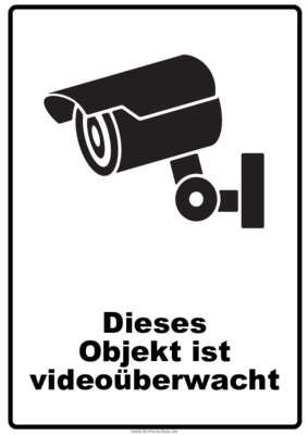 Schilder, Tafeln: Hinweisschild Objekt Video überwacht. PDF Datei