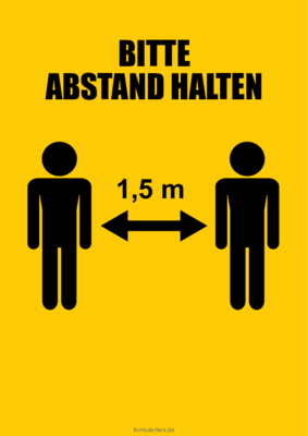 Schilder, Tafeln: Schilder Hygienehinweis 'Abstand halten' (Gelb). PDF Datei