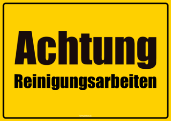 Schild, Achtung Reinigungsarbeiten 2 Hinweisschilder: Achtung Reinigungsarbeiten. Ein rotes und ein gelbes Schild im Querformat.