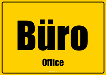 2 Hinweisschilder 'Büro' in Deutsch und Englisch. Schild, Büro (DE, EN) als PDF Datei
