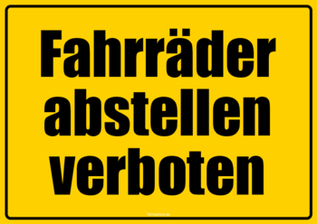 Schilder, Tafeln: Schild, Fahrräder abstellen verboten. PDF Datei