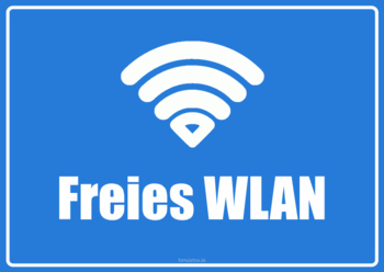 2 Hinweisschilder Freies WLAN' in den Farben Blau und Weiß. Schilder, Tafeln: Schild, Freies WLAN. PDF Datei