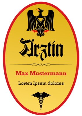 Schild Ärztin mit Adler im Hochformat. Fun-Schild Ärztin als PDF Datei