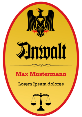 Schild Anwalt mit Adler im Hochformat. Fun-Schild Anwalt als PDF Datei