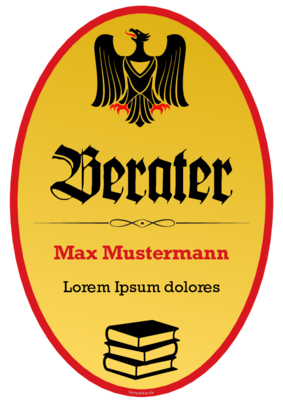 Schild Berater mit Adler im Hochformat. Fun-Schild Berater als PDF Datei