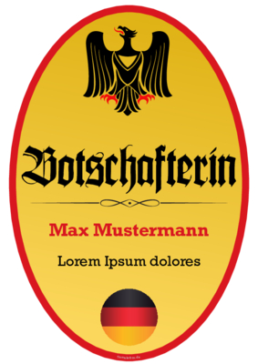 Schild Botschafterin mit Adler im Hochformat. Zitate, Texte, Schilder: Fun-Schild Botschafterin. PDF Datei