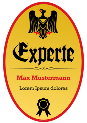 Schild Experte mit Adler im Hochformat. Zitate, Texte, Schilder: Fun-Schild Experte. PDF Datei