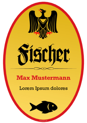 Schild Fischer mit Adler im Hochformat. Fun-Schild Fischer als PDF Datei