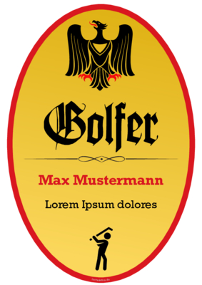 Spaßschild Golfer mit Adler im Hochformat. Fun-Schild Golfer als PDF Datei