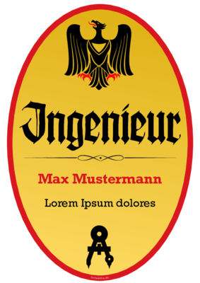Schild Ingenieur mit Adler im Hochformat. Fun-Schild Ingenieur als PDF Datei