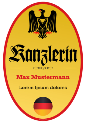 Schild Kanzlerin mit Adler im Hochformat. Fun-Schild Kanzlerin als PDF Datei