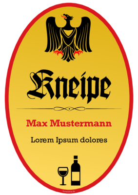 Schild Kneipe mit Adler im Hochformat. Fun-Schild Kneipe als PDF Datei