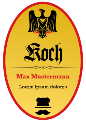 Schild Koch mit Adler im Hochformat. Fun-Schild Koch als PDF Datei