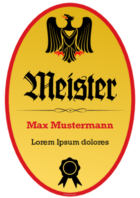 Schild Meister mit Adler im Hochformat. Fun-Schild Meister als PDF Datei