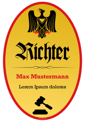 Schild Richter mit Adler im Hochformat. Fun-Schild Richter als PDF Datei