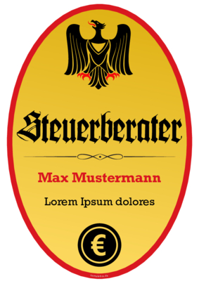 Schild Steuerberater mit Adler im Hochformat. Fun-Schild Steuerberater als PDF Datei
