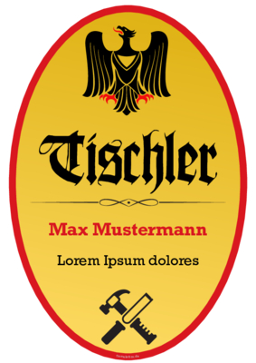 Schild Tischler mit Adler im Hochformat. Fun-Schild Tischler als PDF Datei