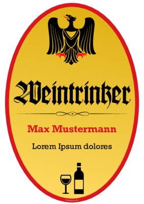 Schild Weintrinker mit Adler im Hochformat. Fun-Schild Weintrinker als PDF Datei