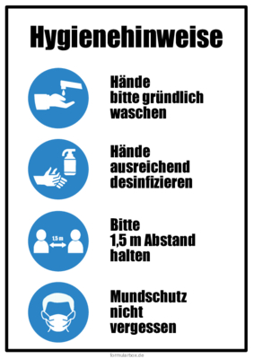 Schilder Mit 4 Hygienehinweisen Corona Pdf Vorlage Zum Ausdrucken