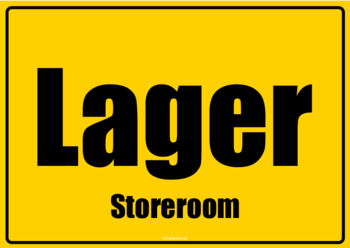 2 Hinweisschilder 'Lager' in Deutsch und Englisch. Schild, Lager (DE, EN) als PDF Datei