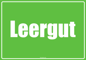 4 Hinweisschilder 'Leergut' in den Farben Gelb, Weiß, Rot und Grün. Schild, Leergut als PDF Datei