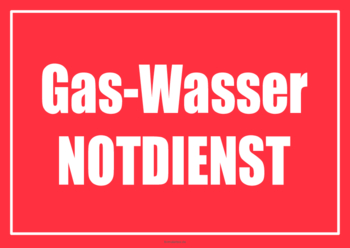 Einsatzschilder Gas-Wasser Notdienst 3 Notdienstschilder, Einsatzschilder Gas-Wasser-Notdienst. Schilder in verschiedenen Farben im Querformat.