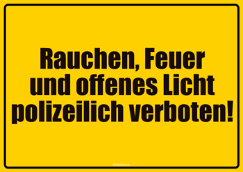 Schilder, Tafeln: Schild, Rauchen, Feuer, Licht verboten. PDF Datei