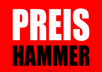 POS, Werbung: Schild, Plakat 'Preishammer'. PDF Datei