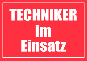 Einsatzschilder Techniker im Einsatz 4 Notdienstschilder, Einsatzschilder Techniker im Einsatz. Schilder in verschiedenen Farben im Querformat.