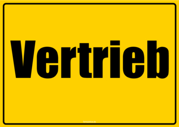 Schild Vertrieb 2 Hinweisschilder Vertrieb in den Farben Gelb und Weiß. Schilder im DIN-A4 Querformat zum Ausdrucken.