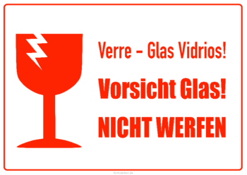 Schilder Vorsicht Glas. Nicht werfen, Rot (DE, EN) 3 Hinweisschilder Vorsicht Glas, nicht werfen (Rot) DIN A4 und DIN A5. Druckbare Pdf-Datei im Querformat.