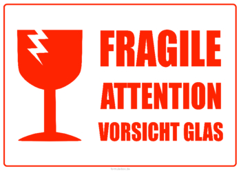 Schilder, Tafeln: Schilder, Vorsicht Glas 2 Rot (DE, EN). PDF Datei