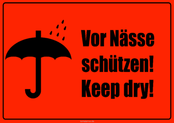 Schilder Vorsicht Nässe, Schwarz (DE, EN) 3 Hinweisschilder Vor Nässe schützen (Schwarz). DIN A4 und DIN A5.