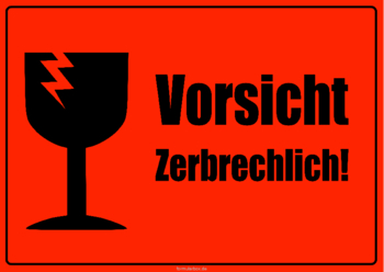 Schilder, Tafeln: Schilder, Vorsicht zerbrechlich 3 (Schwarz). PDF Datei
