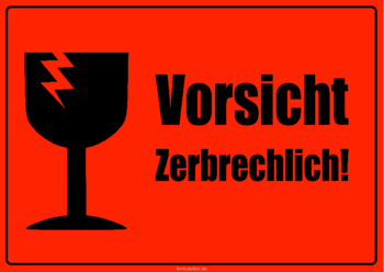 3 Hinweisschilder Vorsicht zerbrechlich (Schwarz). DIN A4 und DIN A5. Schilder, Vorsicht zerbrechlich 3 (Schwarz) als PDF Datei