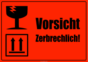3 Hinweisschilder Vorsicht zerbrechlich (Schwarz). DIN A4 und DIN A5. Schilder, Vorsicht zerbrechlich 4 (Schwarz) als PDF Datei
