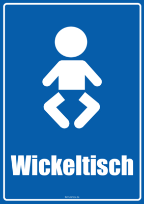 2 Hinweisschilder ' Wickeltisch' in den Farben Blau und Weiß. Schilder, Tafeln: Schild, Wickeltisch. PDF Datei