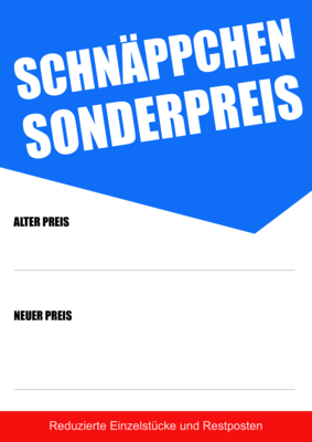 POS, Werbung: Plakat Sonderpreis, Schnäppchen (Blau) - XXL-Plakat. PDF Datei