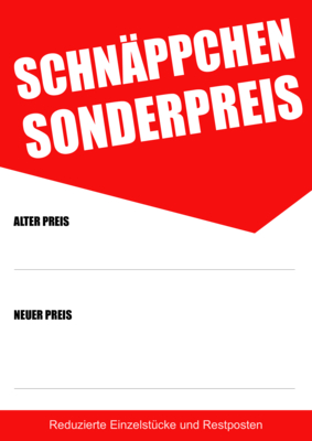 POS, Werbung: Plakat Sonderpreis, Schnäppchen (Rot) - XXL-Plakat. PDF Datei
