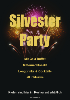 Gastronomie, Hotel: Plakat Silvester Party - Feuerwerk. PDF Datei