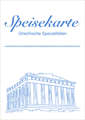 Gastronomie, Hotel: Speisekarten Set, Griechisch (Akropolis). PDF Datei