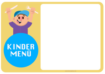 Blanko Speisekarte für Kinder Menüs (Querformat). Speisekarte Kindermenü - 2 als PDF Datei