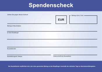 Xxl Spendenscheck Wertpapier Hellblau Pdf Vorlage Zum Ausdrucken