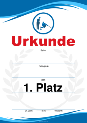 Urkunde Curling 4 hochwertige Sporturkunden für Curling (Blau). Platz 1, 2, 3 und Leerurkunde.