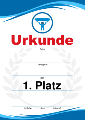 Urkunde Fallschirmsport, Paragliding (Blau) 4 repräsentative Sporturkunden für Fallschirmsport, Paragliding. Platz 1, 2, 3 und Leerurkunde.