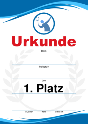 Urkunden Sportarten: Urkunde Federball, Spieler. PDF Datei