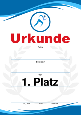 Urkunde Laufen, Sprint 4 repräsentative Sporturkunden für Laufen, Sprint. Platz 1, 2, 3 und Blanko.